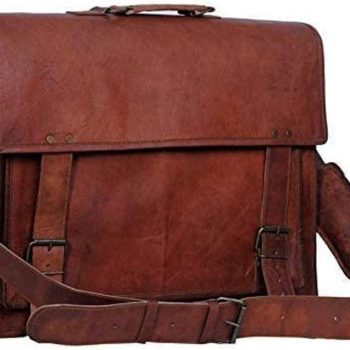 Leather Briefcase for Men and Women 18 inch Handmade Leather Messenger Bag for Laptop Best Computer Satchel Distressed Bag (Single Pocket)