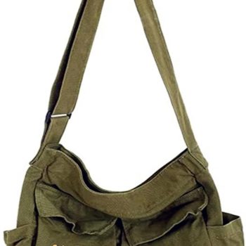 Canvas Messenger Bag Large  Crossbody Bags with Multiple Pockets,School Vintage Shoulder Laptop Bag for Women and Men