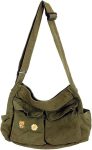 Canvas Messenger Bag Large  Crossbody Bags with Multiple Pockets,School Vintage Shoulder Laptop Bag for Women and Men