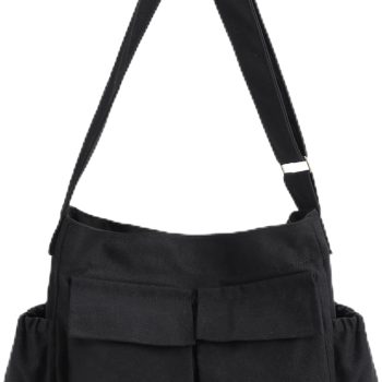 Canvas Messenger Bag Large Hobo Crossbody Bag with Multiple Pockets For Women And Men Shoulder Tote Bag For Travel