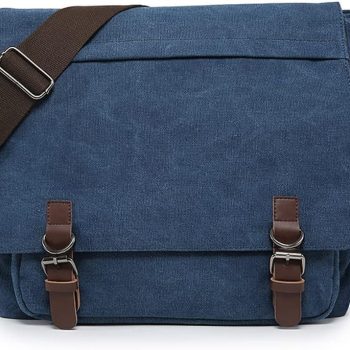 Large Vintage Canvas Messenger Shoulder Bag Travel Crossbody Purse Briefcase Business Bag for 15inch Laptop