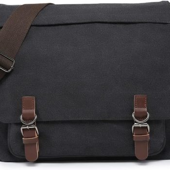 Large Vintage Canvas Messenger Shoulder Bag Travel Crossbody Purse Briefcase Business Bag for 15inch Laptop