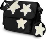 Messenger Bag with Cute Coin Purse, Lightweight Spacious Crossbody Bag with Star Patches
