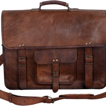 Leather briefcase for men 18 inch laptop messenger bag office satchel computer bag for men and women by  (18 INCH)