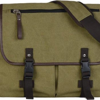 Vintage Canvas 15.6 inch Laptop Messenger Bag for Men Women, College Computer Satchel Shoulder Bag Travel Office Briefcases