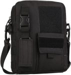 Small Canvas Messenger Bag, Classic Vintage Black Shoulder bag, Small Tactical Bag Brown, Crossbody Casual Pack
