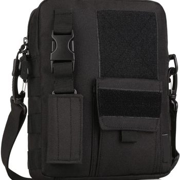 Small Canvas Messenger Bag, Classic Vintage Black Shoulder bag, Small Tactical Bag Brown, Crossbody Casual Pack