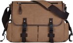 Vintage Canvas 15.6 inch Laptop Messenger Bag for Men Women, College Computer Satchel Shoulder Bag Travel Office Briefcases