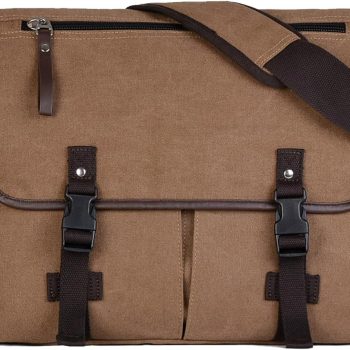 Vintage Canvas 15.6 inch Laptop Messenger Bag for Men Women, College Computer Satchel Shoulder Bag Travel Office Briefcases