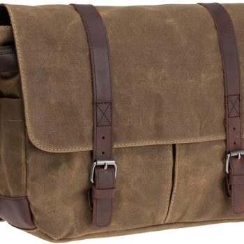 Vintage Genuine Leather Waxed Canvas Briefcase Large Satchel Shoulder Bag Rugged Computer 15.6" Laptop Bag