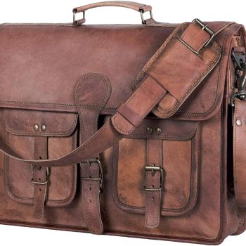 18 INCH Leather Briefcase Laptop Messenger bag best computer satchel Handmade Bags for men and women