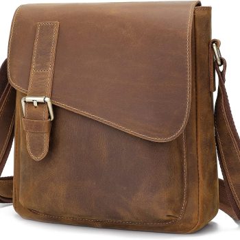 Men's Leather Messenger Bag Shoulder Crossbody Backpack Bags Purse for Women Vintage Anti-Theft Waterproof Casual
